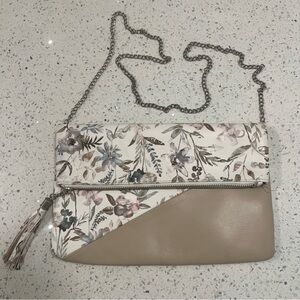 MAX STUDIO Foldover Floral Cross Body Bag/Purse | Removable Chain Strap